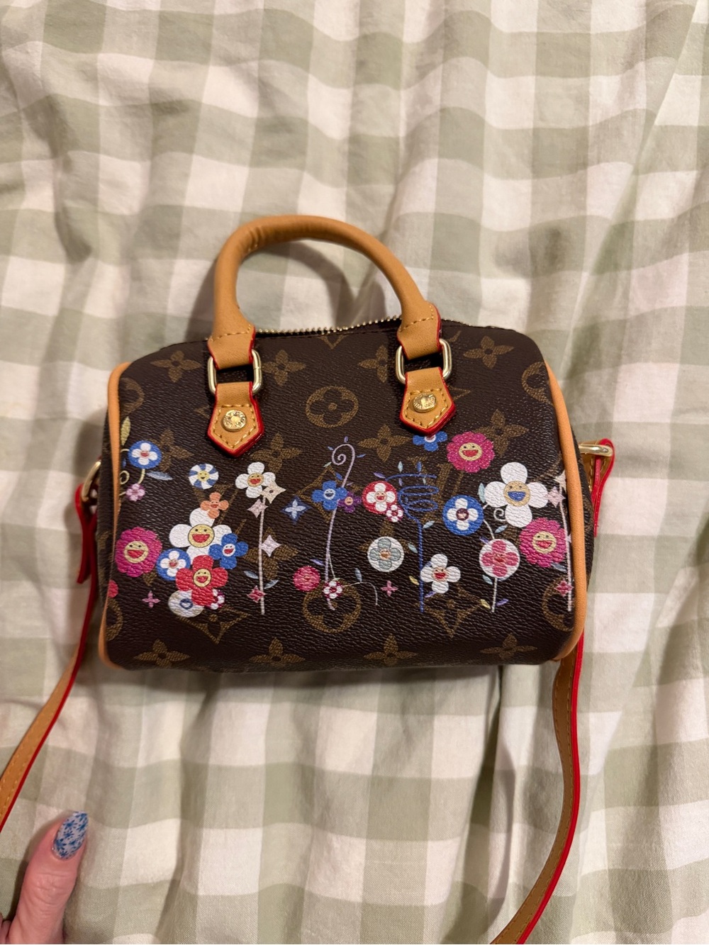 Designer-Inspired Floral Print Brown Canvas Satchel - Brown